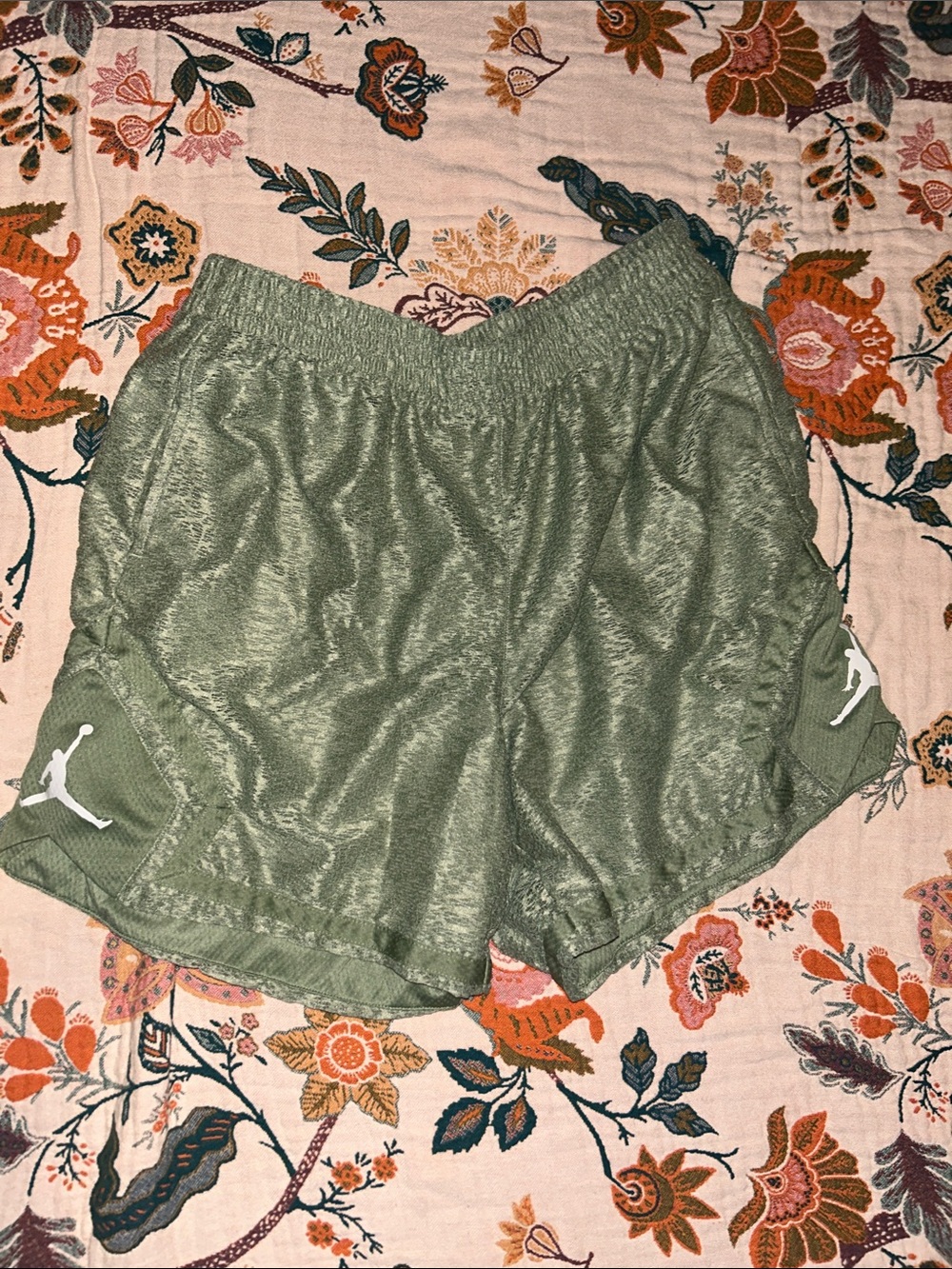 Jordan Women's Olive Athletic Shorts with White Jumpman